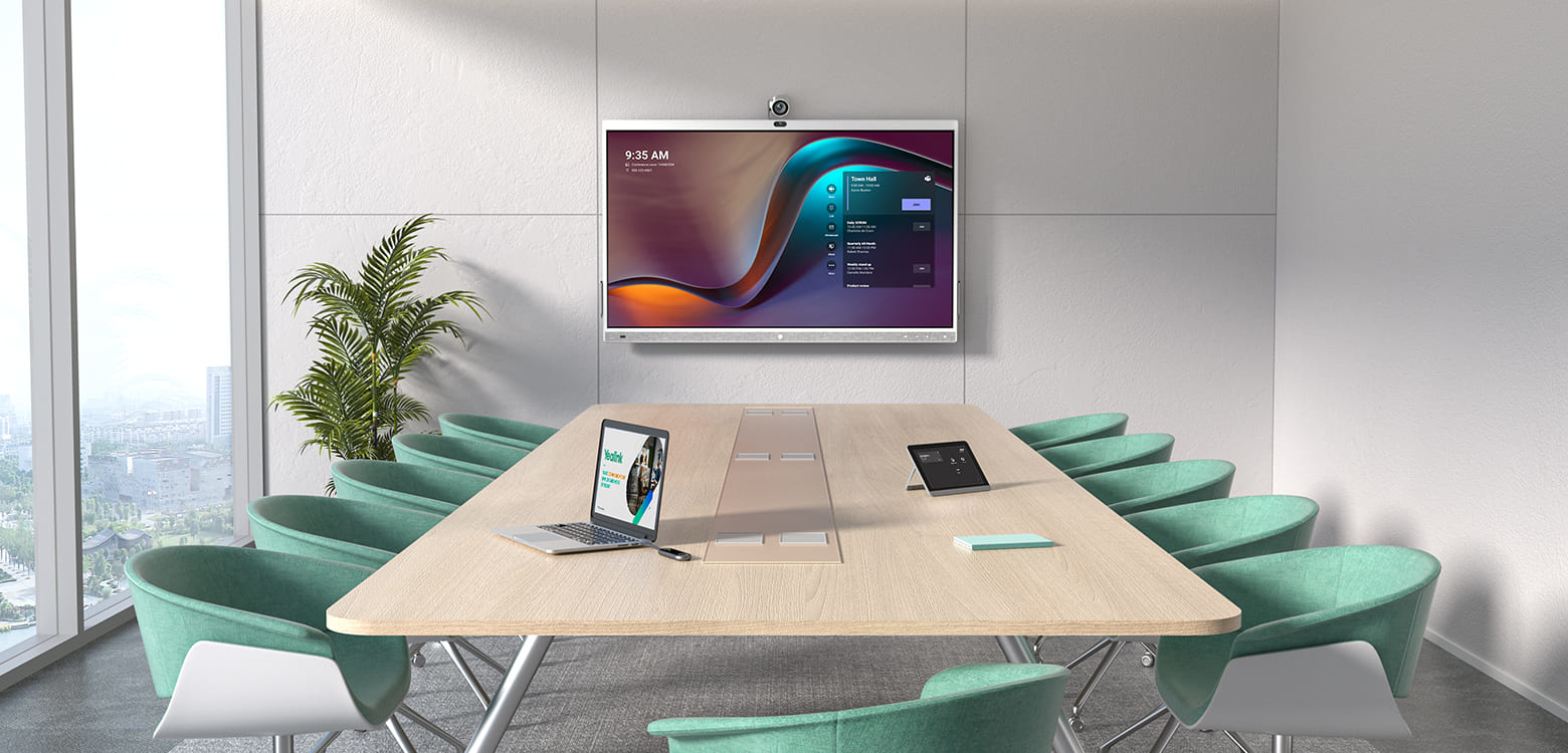 Yealink MeetingBoard Panel plano interactivo 165,1 cm (65) LED Wifi 4K Ultra HD Negro Pantalla tctil Procesador incorporado Android 10
