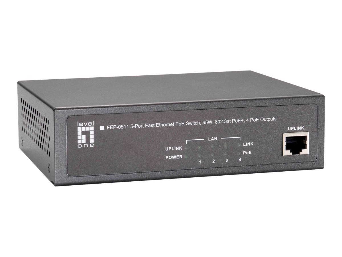 LevelOne FEP-0511W90 - Switch - 4 x 10/100 (PoE+, uplink)