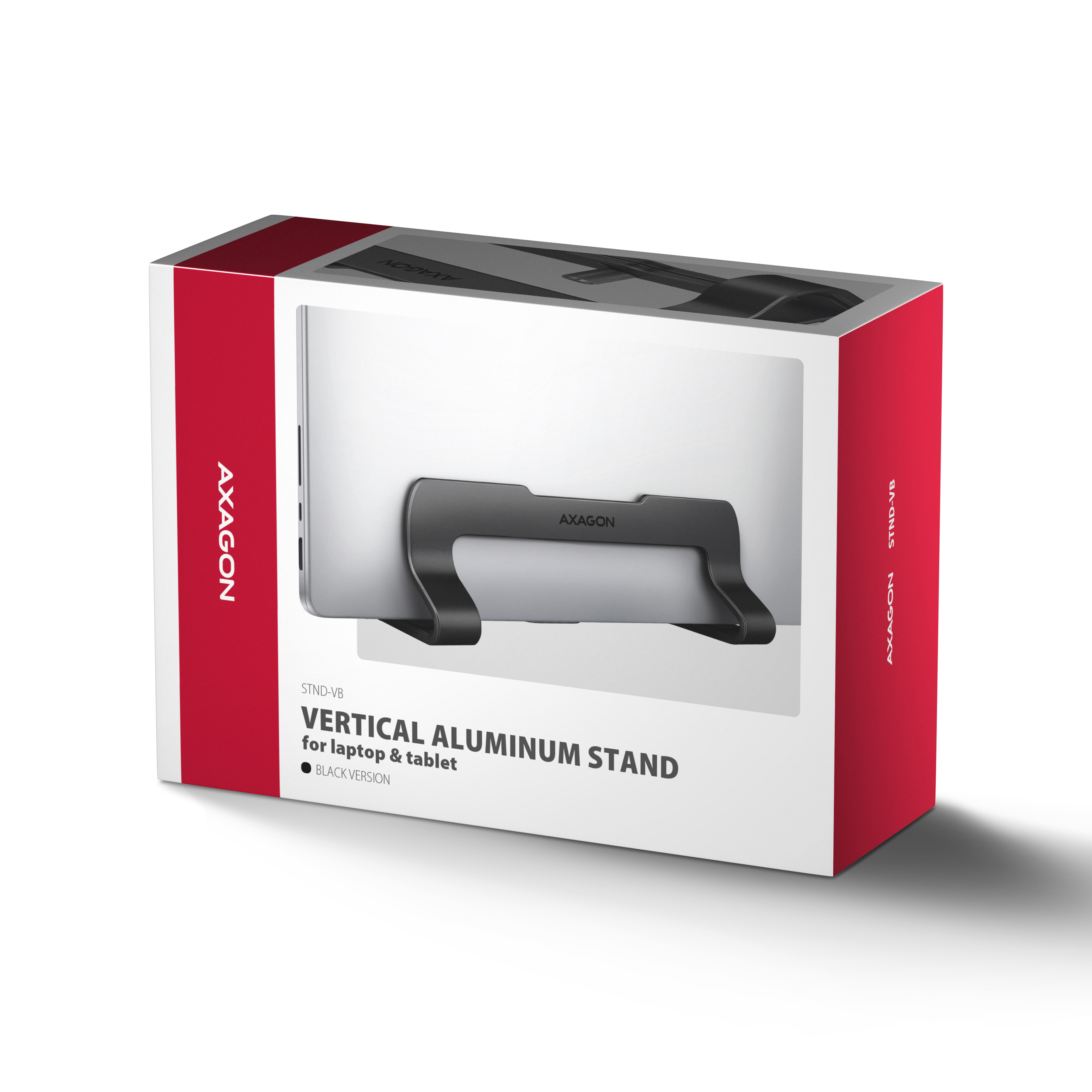 Axagon STND-VB Vertikaler Laptop-St�nder, einstellbare Breite, Aluminium Supporto per laptop e tablet Nero 43,9 cm (17.3)