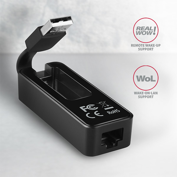 Axagon ADE-XR cable gender changer USB 2.0 RJ-45 Black