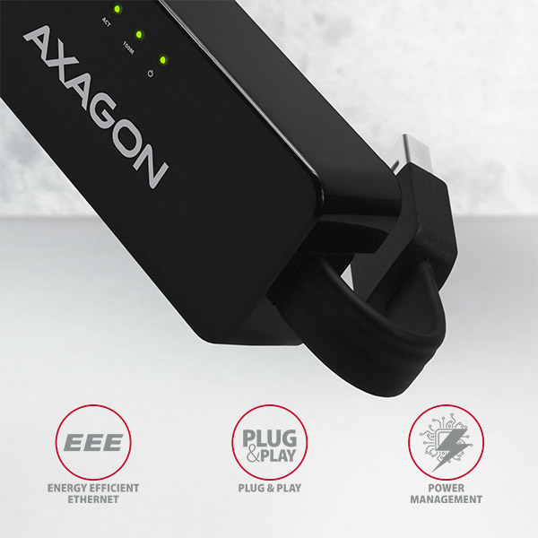 Axagon ADE-XR cable gender changer USB 2.0 RJ-45 Black