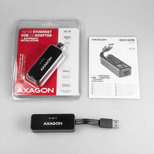Axagon ADE-XR cable gender changer USB 2.0 RJ-45 Black