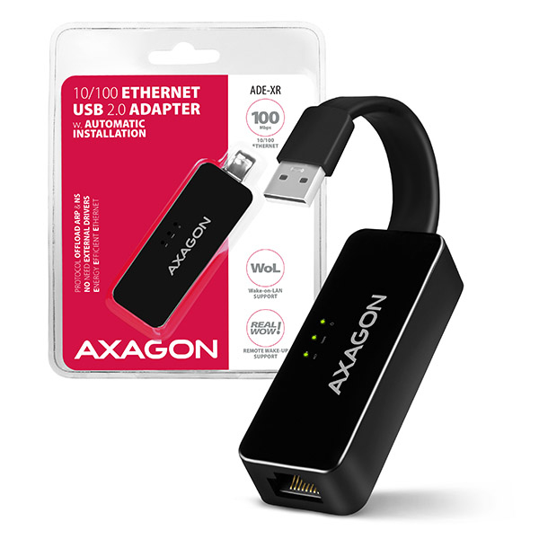 Axagon ADE-XR cable gender changer USB 2.0 RJ-45 Black