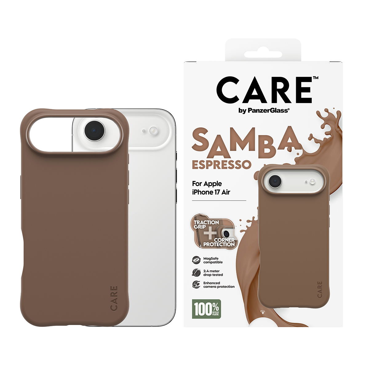 PanzerGlass CARE by � Fashionable Case Samba Espresso w. MagSafe iPhone 17 Air custodia per cellulare Cover Marrone