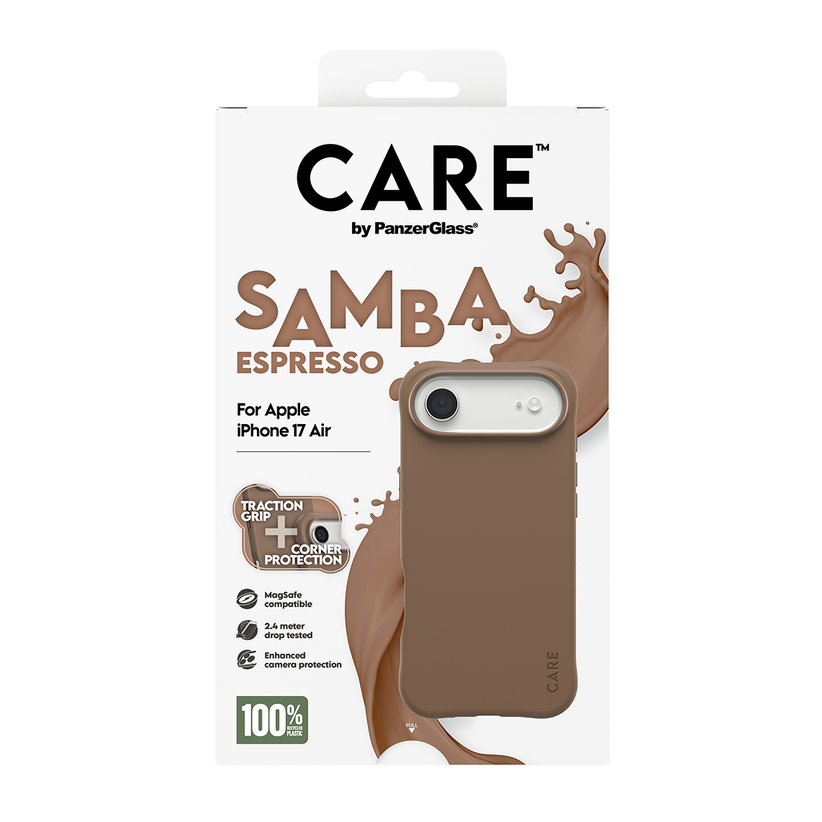 PanzerGlass CARE by � Fashionable Case Samba Espresso w. MagSafe iPhone 17 Air custodia per cellulare Cover Marrone
