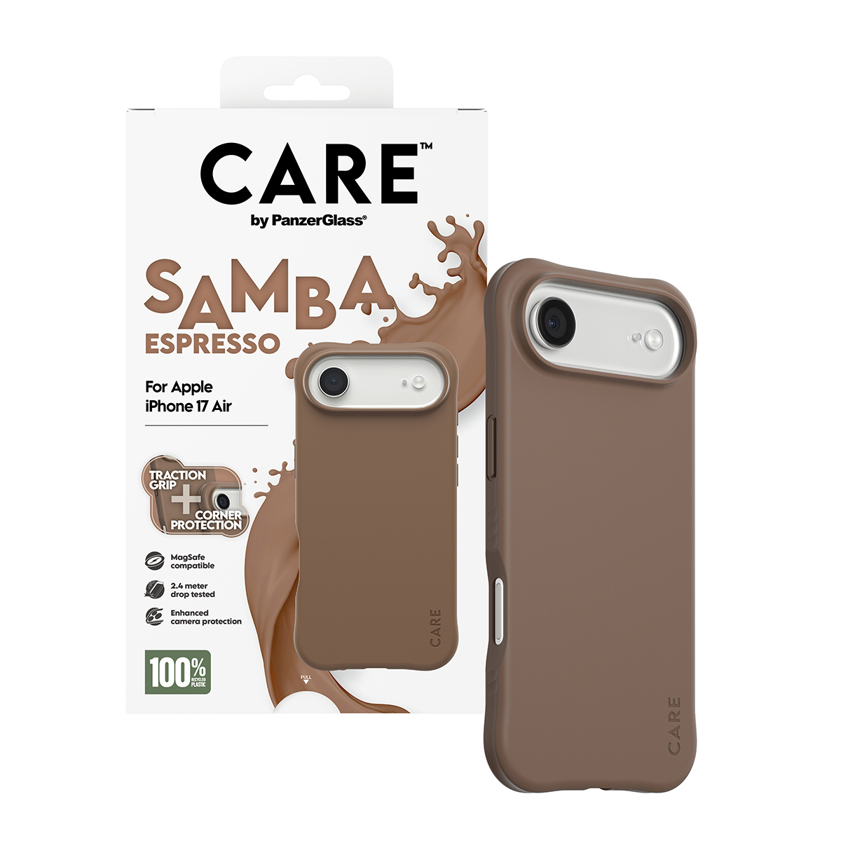 PanzerGlass CARE by � Fashionable Case Samba Espresso w. MagSafe iPhone 17 Air custodia per cellulare Cover Marrone