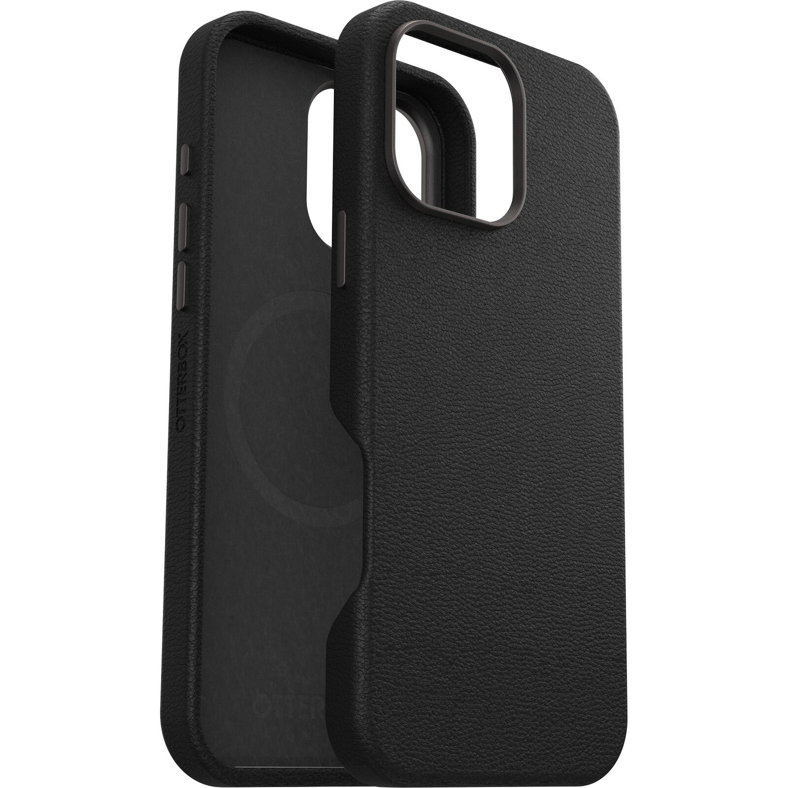 OtterBox Symmetry Series - Hintere Abdeckung fr Mobiltelefon - kompatibel mit MagSafe - Kaktusleder, Polyurethan - noir ash (black)