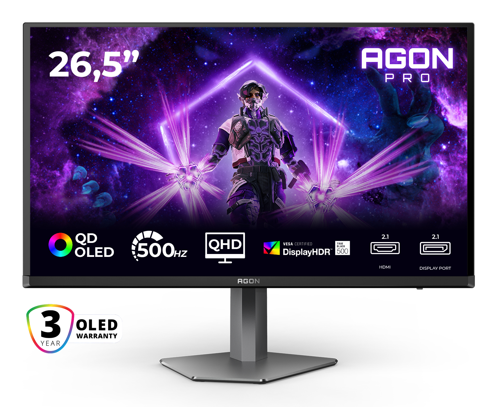 AOC AGON PRO AG276QKD2 Monitor PC 67,3 cm (26.5) 2560 x 1440 Pixel Quad HD QD-OLED Nero, Grigio