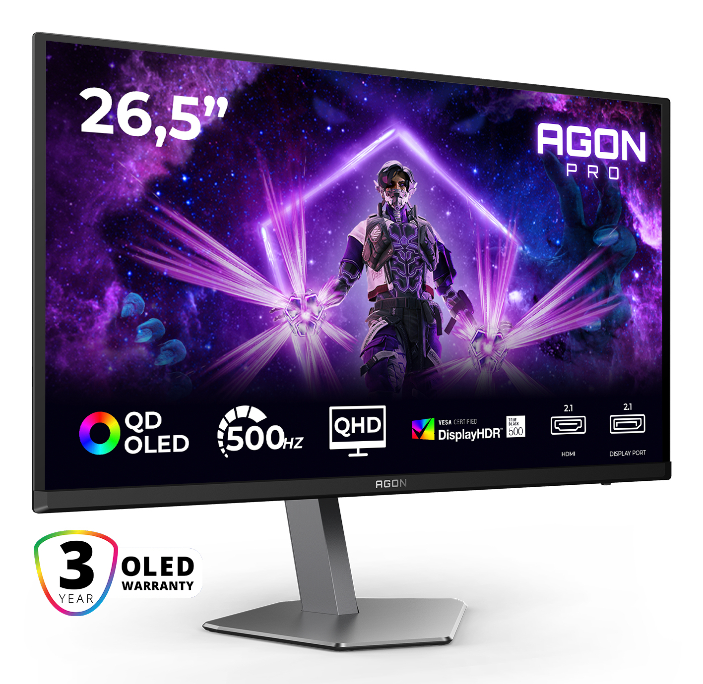 AOC AGON PRO AG276QKD2 Monitor PC 67,3 cm (26.5) 2560 x 1440 Pixel Quad HD QD-OLED Nero, Grigio