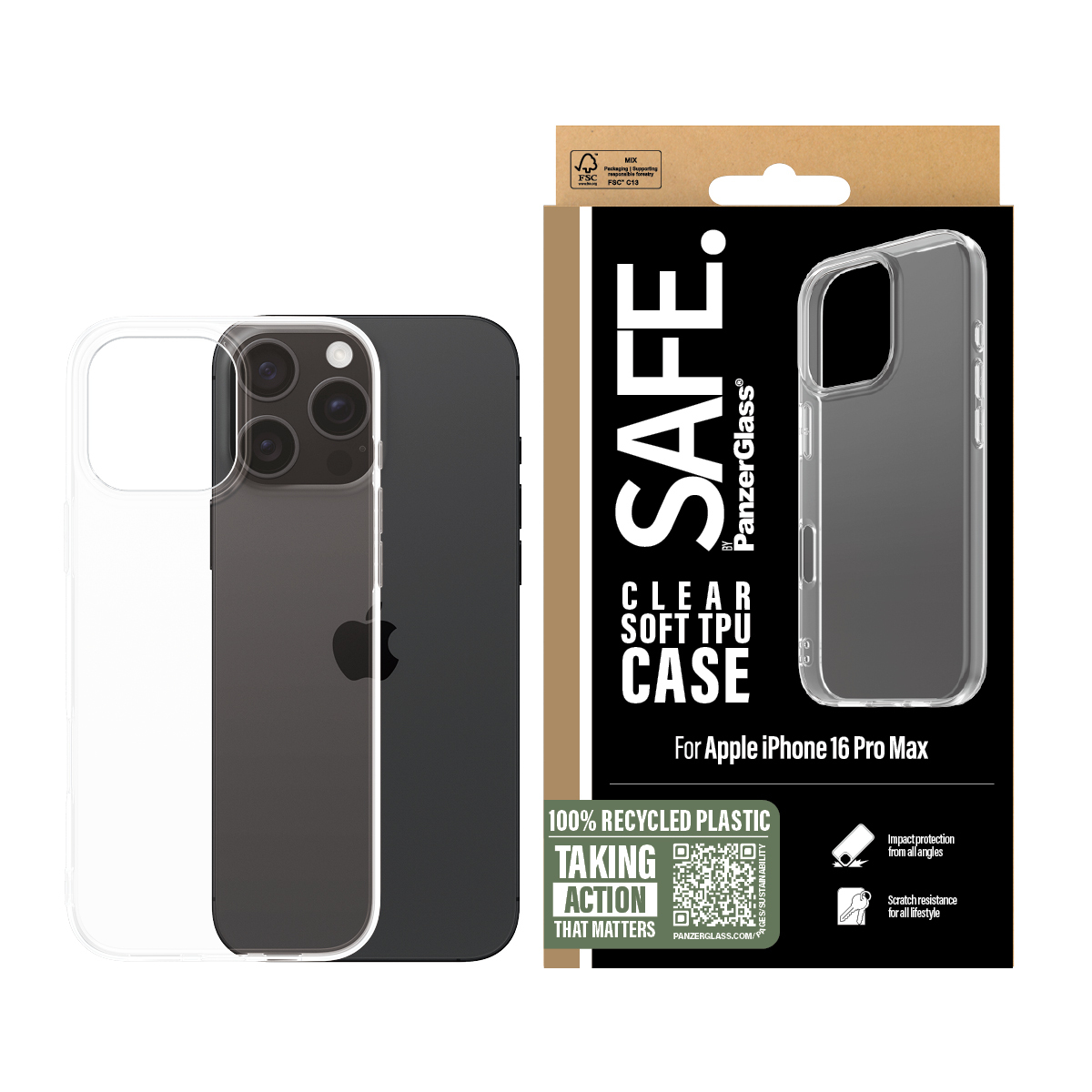 PanzerGlass SAFE. by � TPU Case Transparent iPhone 16 Pro Max funda para tel�fono m�vil Transparente