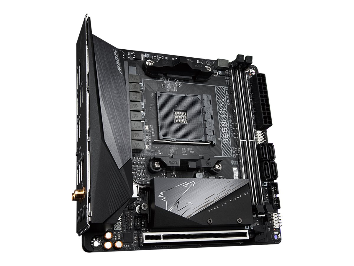 GIGABYTE B550I AORUS PRO AX Placa base - Procesadores AMD Ryzen 5000, VRM de 8 fases, hasta 5300 MHz DDR4, 1xPCIe 4.0 + 1xPCIe 3.0 M.2, Wi-Fi 6E, LAN 2.5GbE, USB 3.2 Gen 2