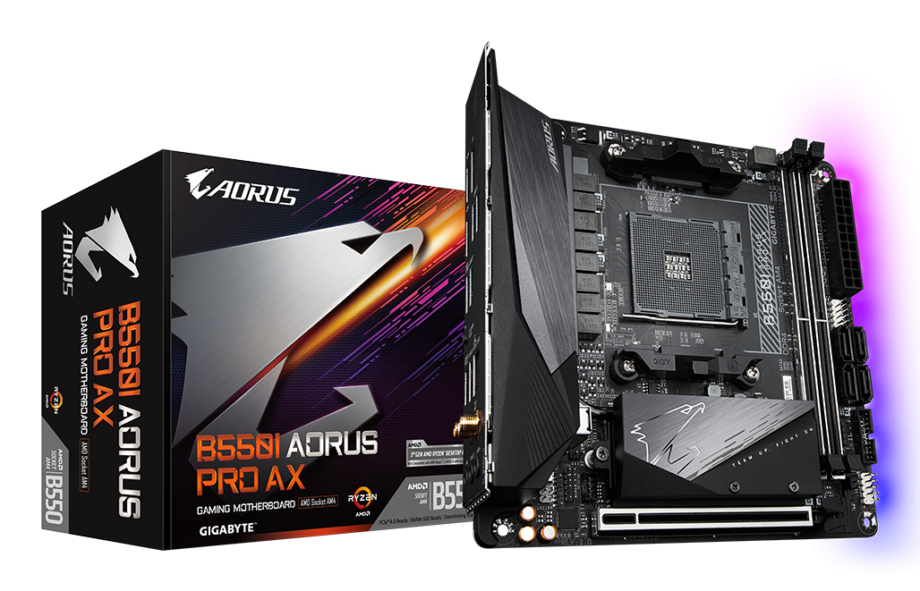 GIGABYTE B550I AORUS PRO AX Placa base - Procesadores AMD Ryzen 5000, VRM de 8 fases, hasta 5300 MHz DDR4, 1xPCIe 4.0 + 1xPCIe 3.0 M.2, Wi-Fi 6E, LAN 2.5GbE, USB 3.2 Gen 2