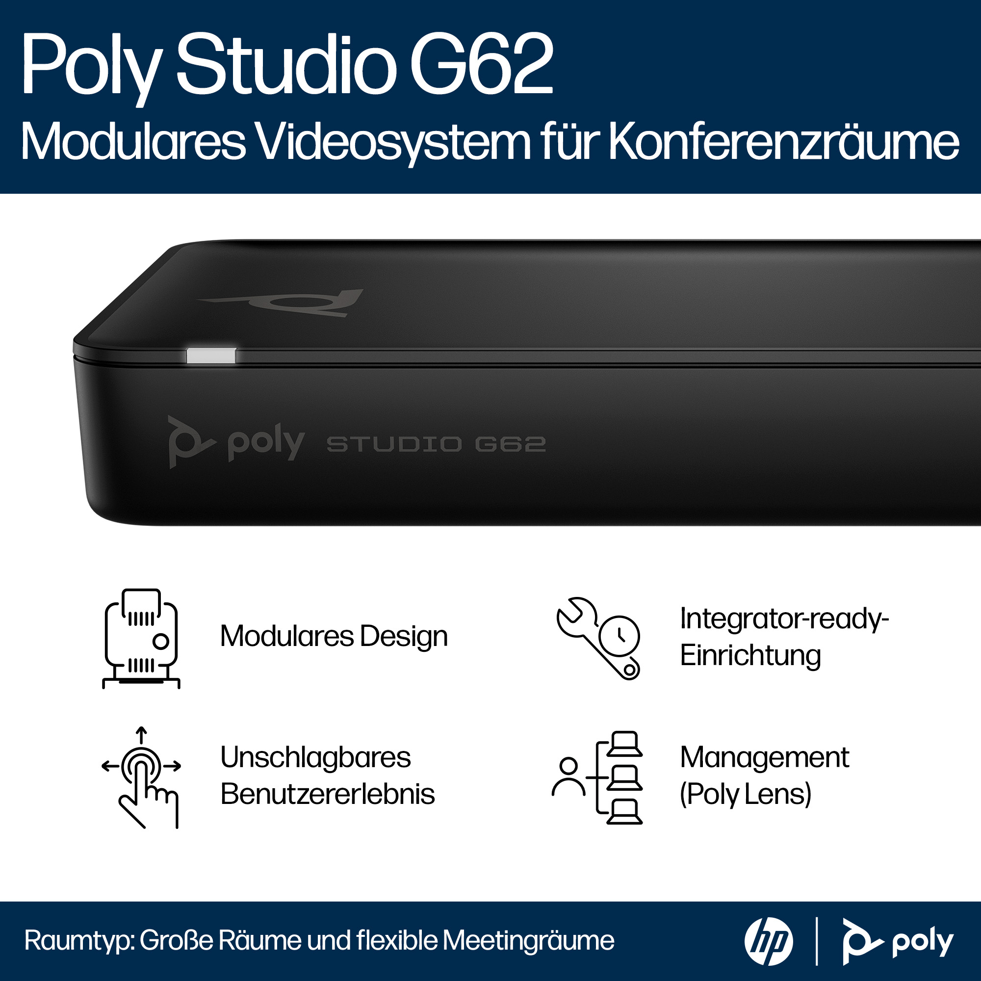 Poly Studio G62 Video Conferencing System With Mounting Plate Kit