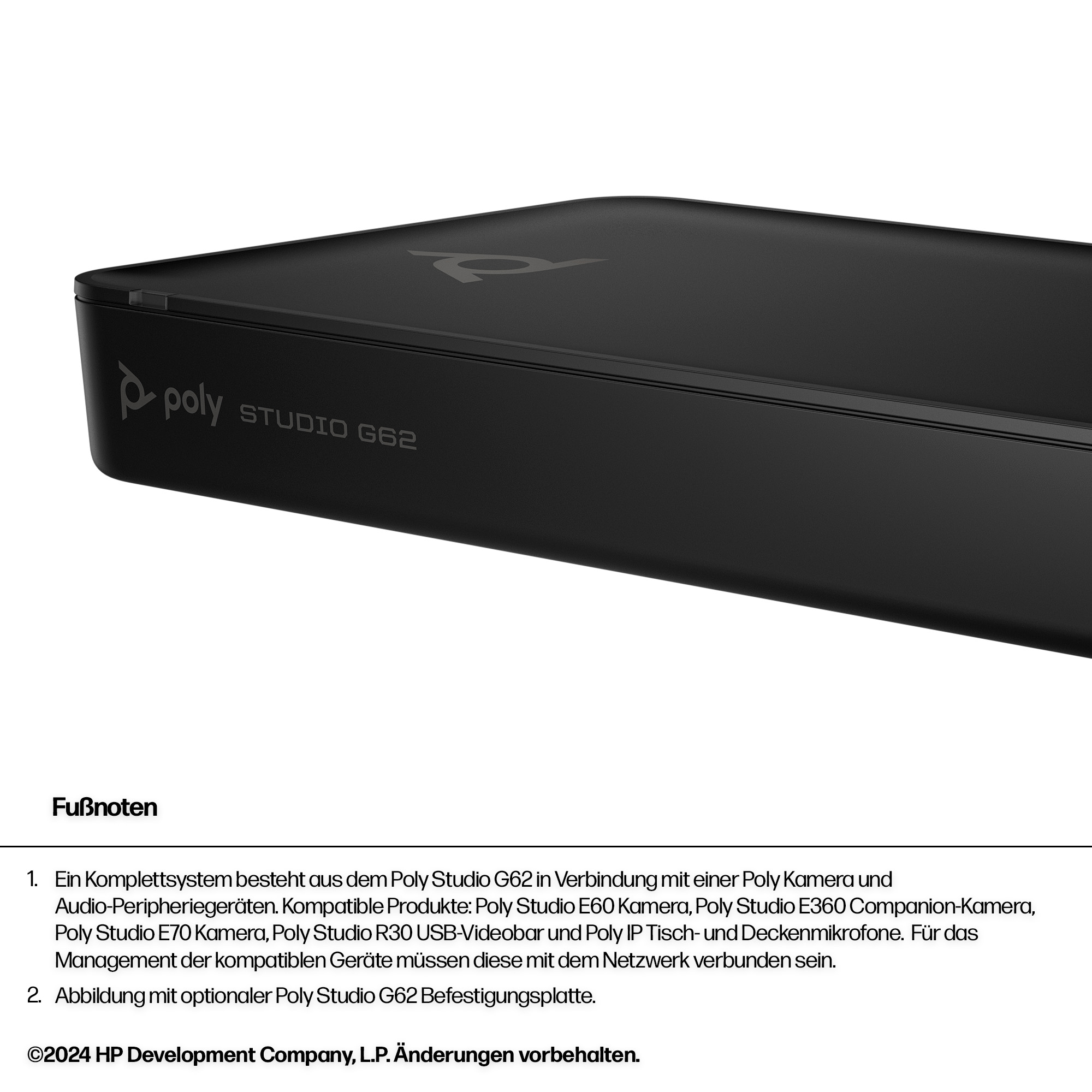 Poly Studio G62 Video Conferencing System With Mounting Plate Kit