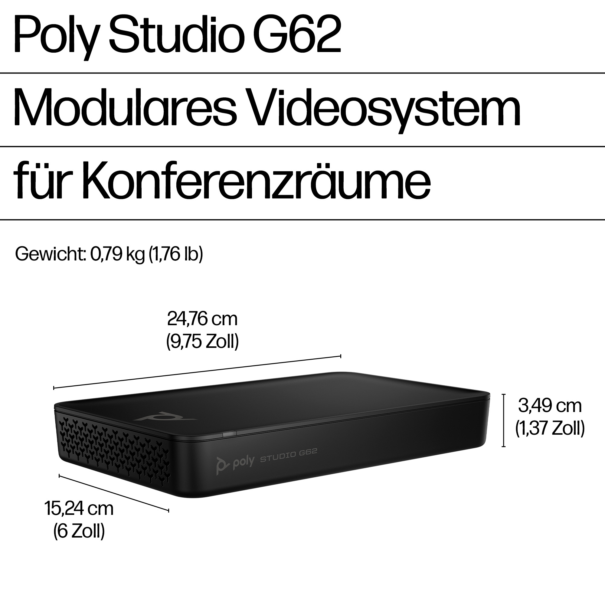 Poly Studio G62 Video Conferencing System With Mounting Plate Kit