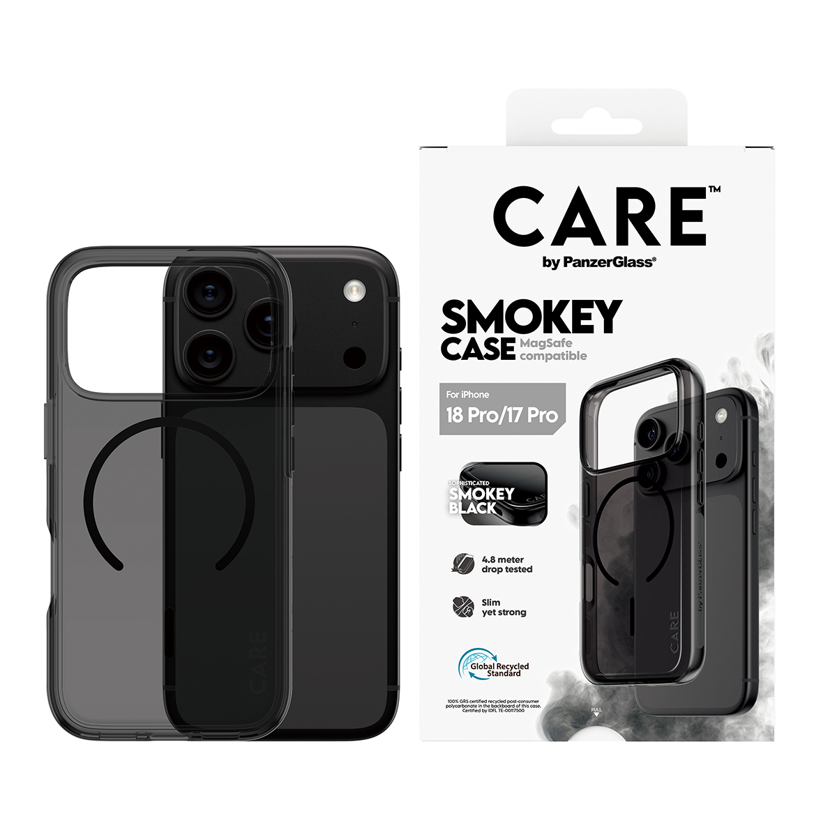 PanzerGlass CARE by � Smokey Case w. Black MagSafe iPhone 2026 Pro | 17 Pro coque de protection pour t�l�phones portables Housse Transparent