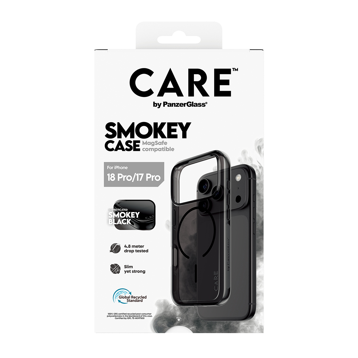 PanzerGlass CARE by � Smokey Case w. Black MagSafe iPhone 2026 Pro | 17 Pro coque de protection pour t�l�phones portables Housse Transparent