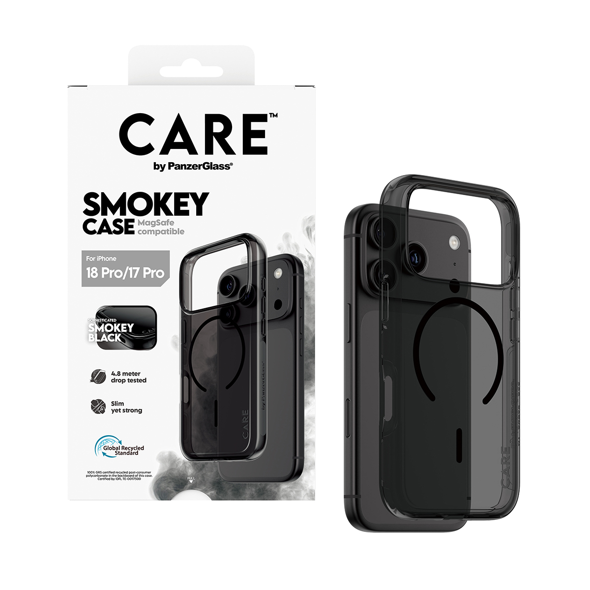 PanzerGlass CARE by � Smokey Case w. Black MagSafe iPhone 2026 Pro | 17 Pro coque de protection pour t�l�phones portables Housse Transparent