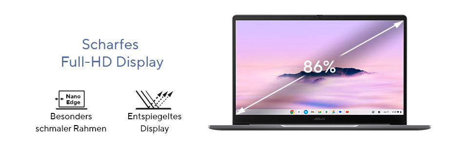 ASUS Chromebook CX1405CTA-MW0355 Intel Core 3 N355 35,6 cm (14) Full HD 8 GB LPDDR5-SDRAM 128 GB eMMC Wi-Fi 6 (802.11ax) ChromeOS Alem�n Gris