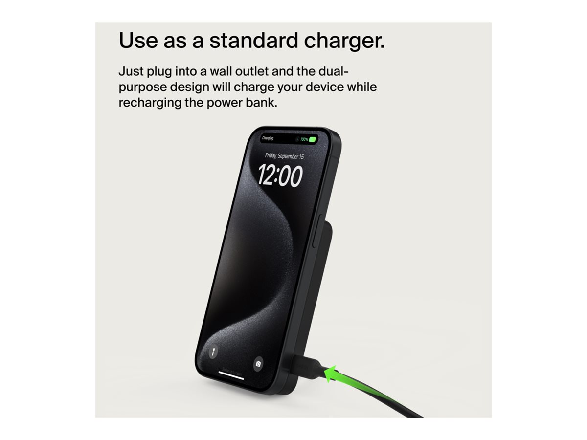 Belkin BoostCharge Pro - Induktive Power Bank - magnetisch mit Qi2 - 5000 mAh - 15 Watt - Fast Charge (24 pin USB-C)
