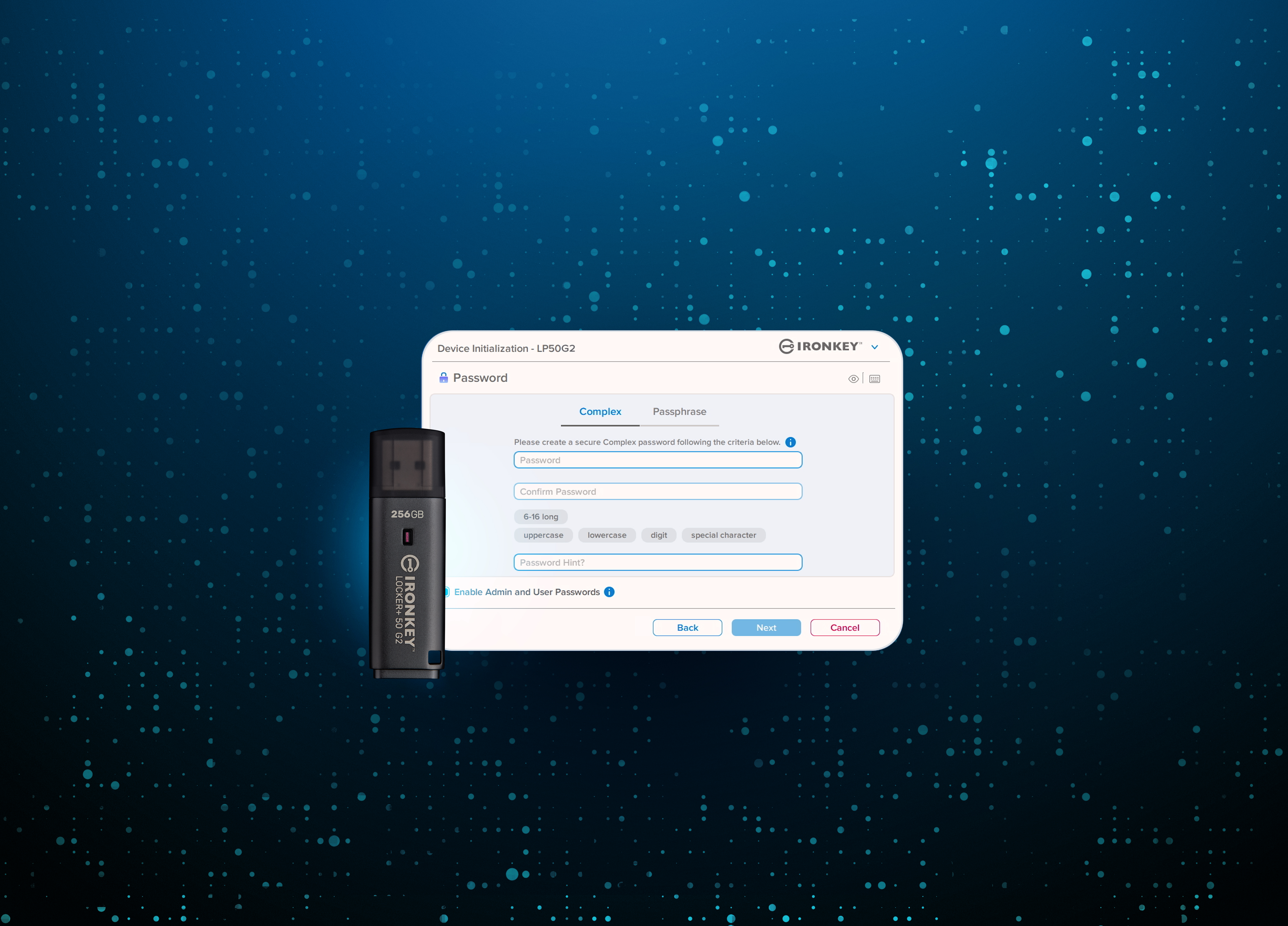 Kingston Technology IronKey 256 Go Locker Plus 50 G2, FIPS 197, AES-256