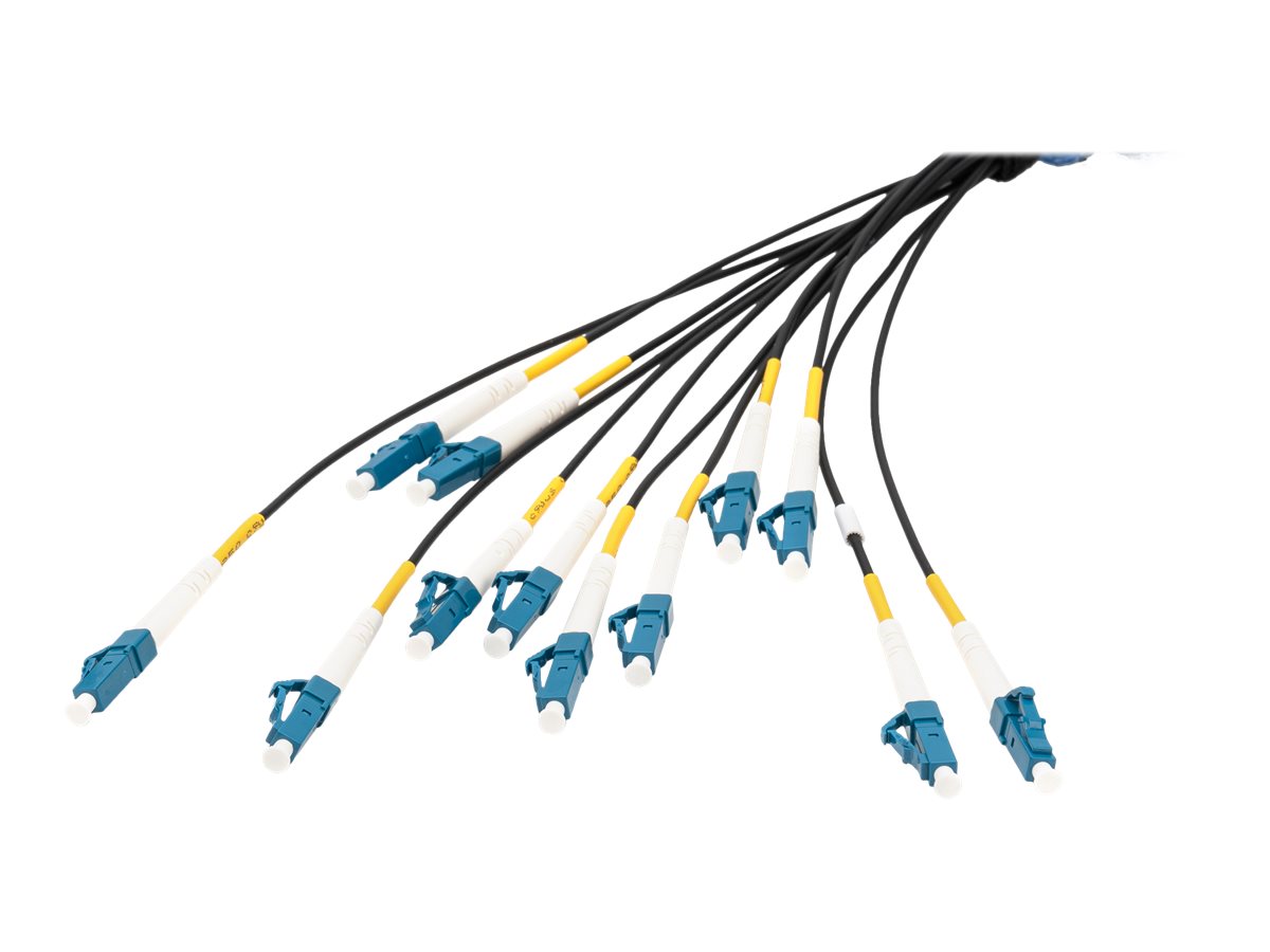DIGITUS Vorkonfektionierte Glasfaser Universal Breakout Kabel, Singlemode OS2, 12 Fasern, LC/UPC - LC/UPC