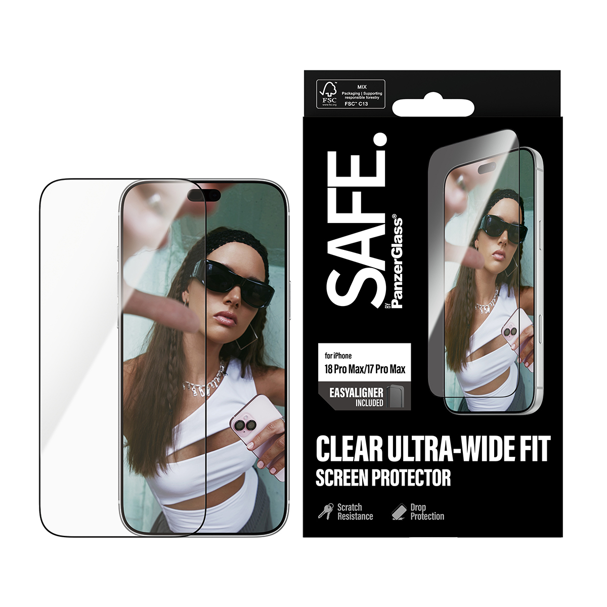 PanzerGlass SAFE. by � Screen Protector iPhone 2026 Pro Max | 17 Pro Max | Ultra-Wide Fit m. EasyAligner Protector de pantalla 1 pieza(s)