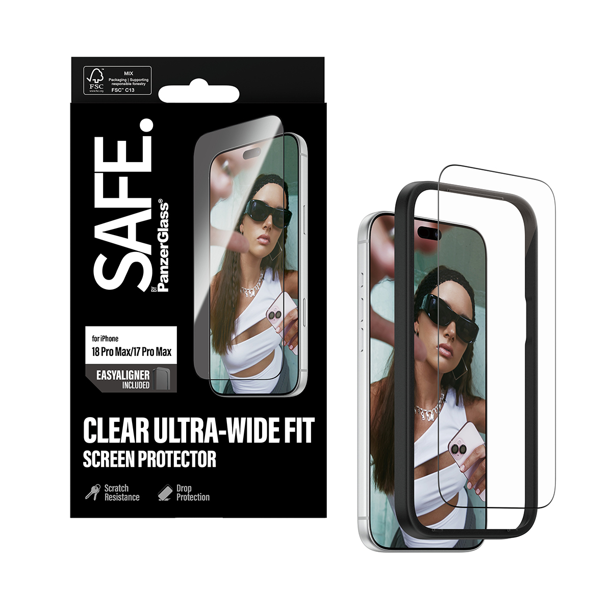 PanzerGlass SAFE. by � Screen Protector iPhone 2026 Pro Max | 17 Pro Max | Ultra-Wide Fit m. EasyAligner Protector de pantalla 1 pieza(s)