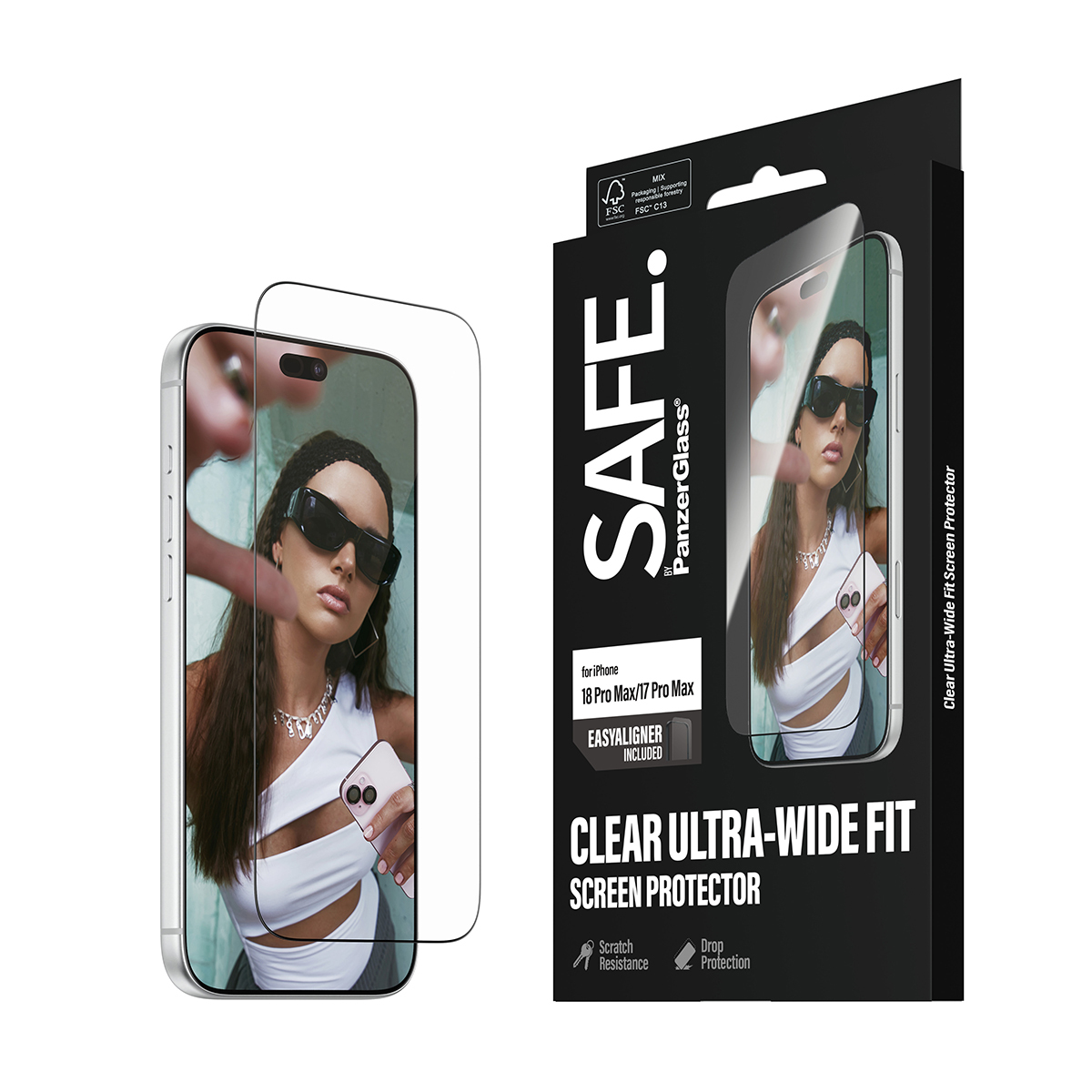 PanzerGlass SAFE. by � Screen Protector iPhone 2026 Pro Max | 17 Pro Max | Ultra-Wide Fit m. EasyAligner Protector de pantalla 1 pieza(s)