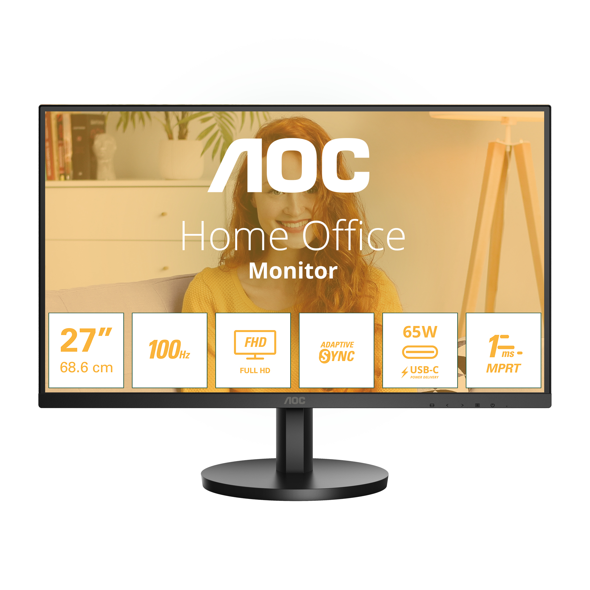 AOC 27B3CA2 27 IPS Monitor 1920 x 1080 100Hz 4ms 1x HDMI USB-C 2x USB 3.2 - 27 - 4 ms