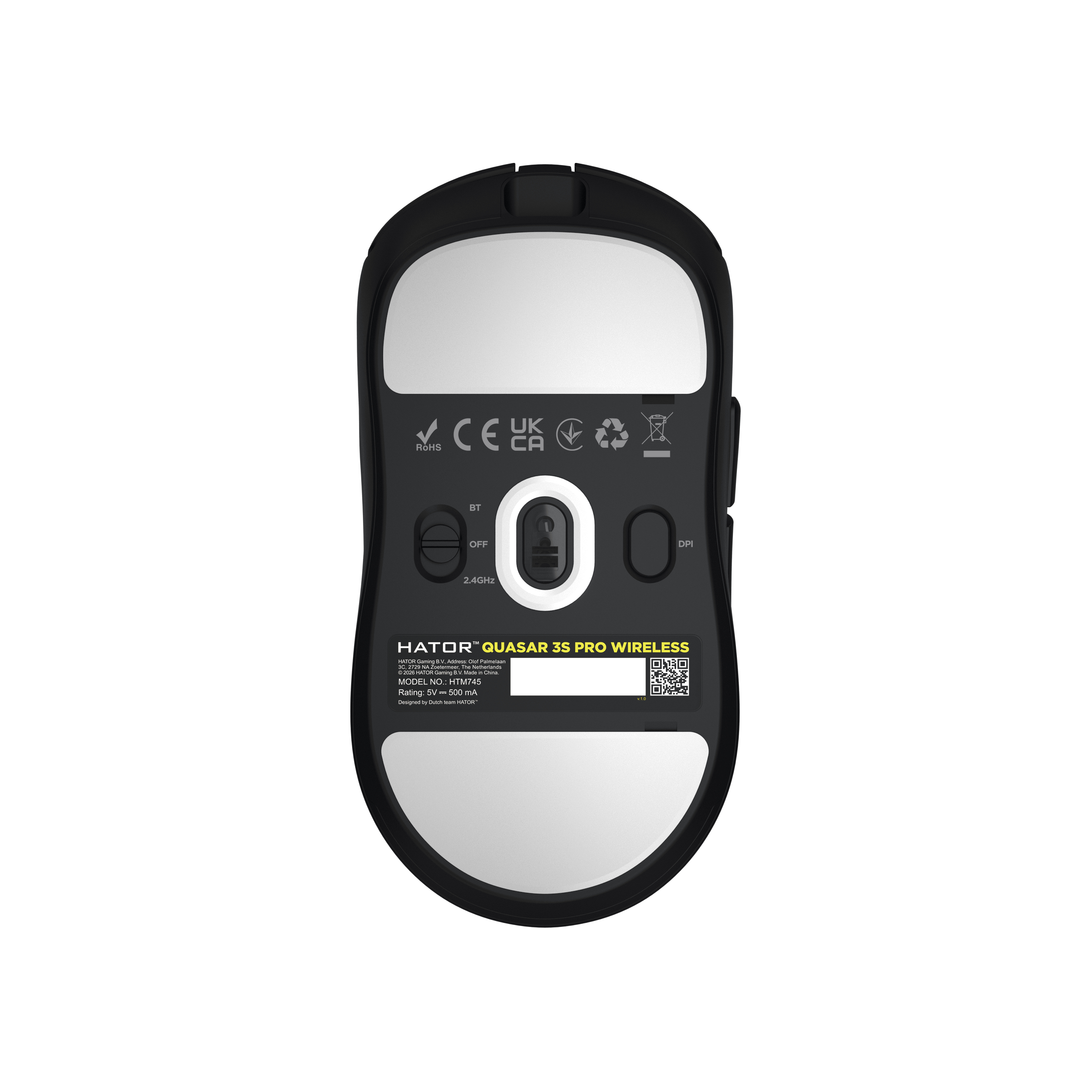 HATOR Quasar 3S Pro Wireless mouse Gaming Mano destra RF Wireless + Bluetooth + USB Type-C Ottico 30000 DPI