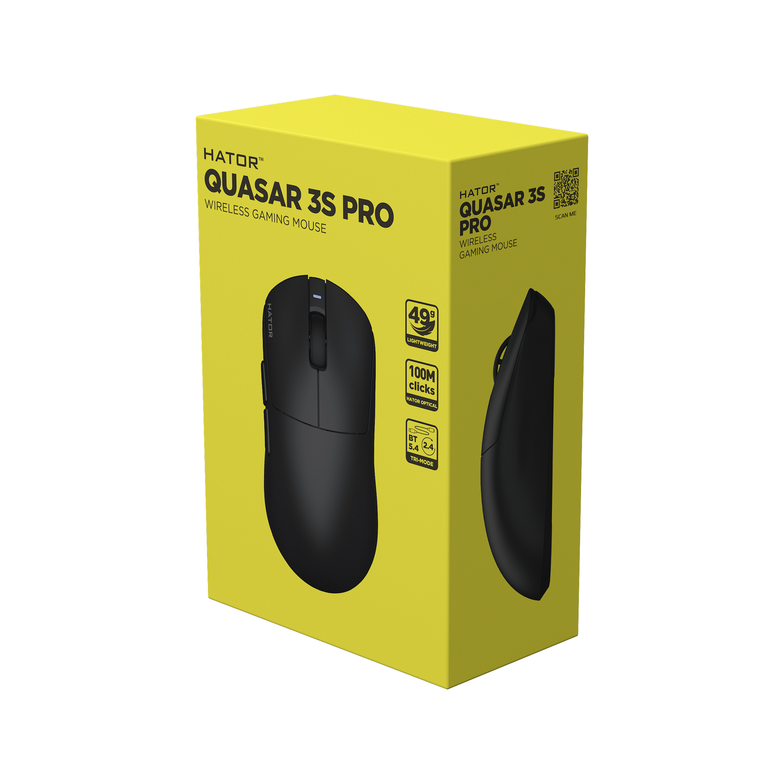 HATOR Quasar 3S Pro Wireless mouse Gaming Mano destra RF Wireless + Bluetooth + USB Type-C Ottico 30000 DPI