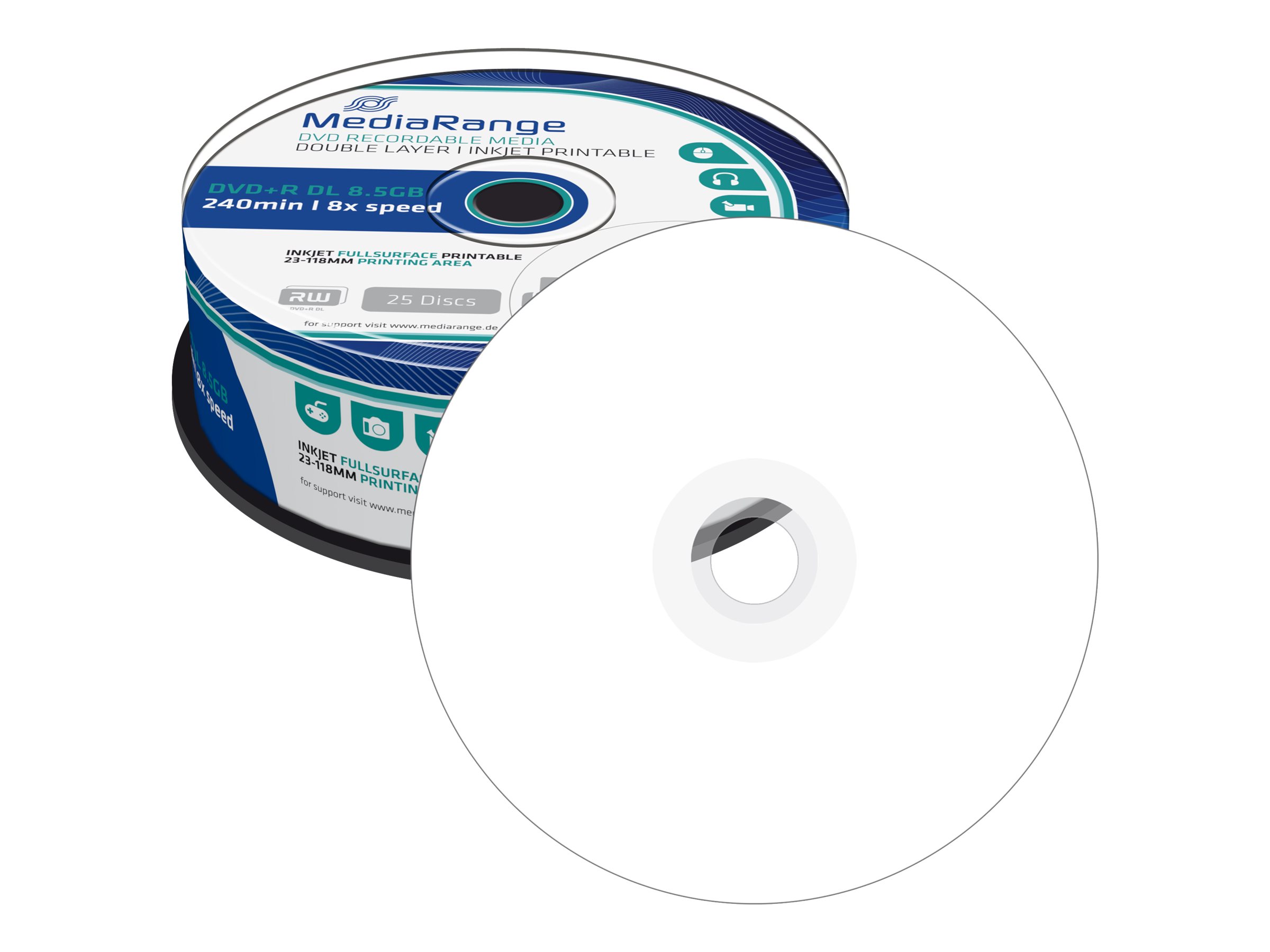 Verbatim Disques Vierges DVD+R DL 8.5GB 8X 50PK Inkjet Printable
