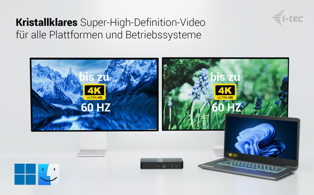 i-tec Universal Intelligent Dual Display Docking Station + Power Delivery 100W