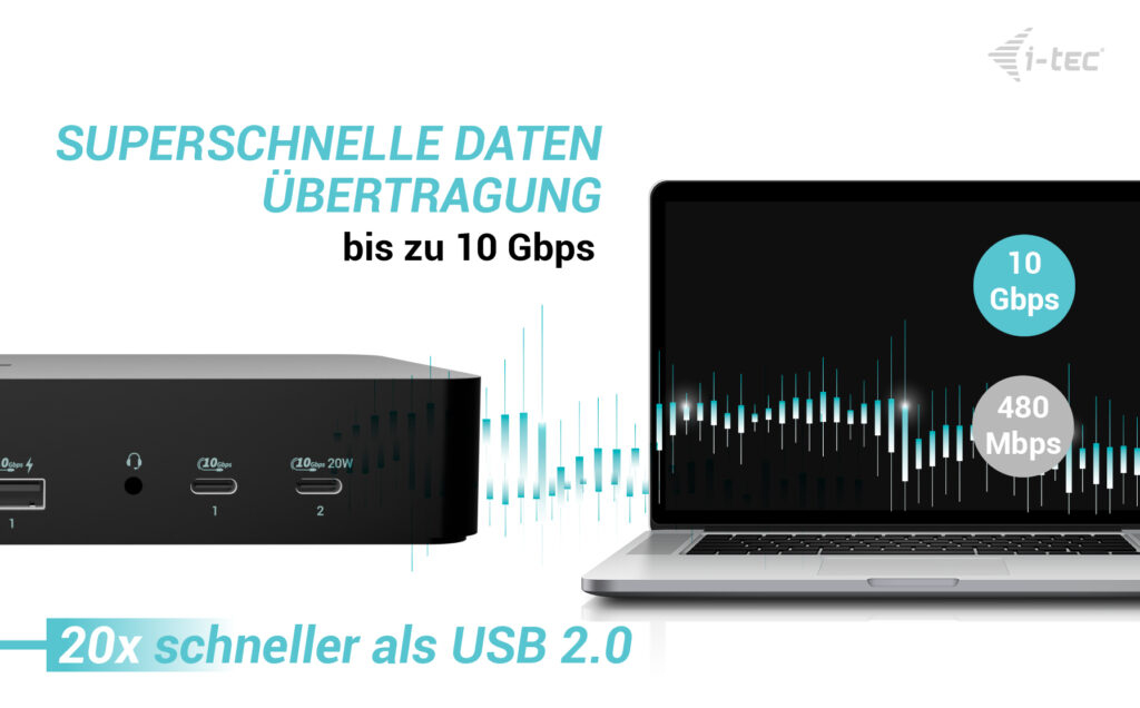 i-tec Universal Intelligent Dual Display Docking Station + Power Delivery 100W