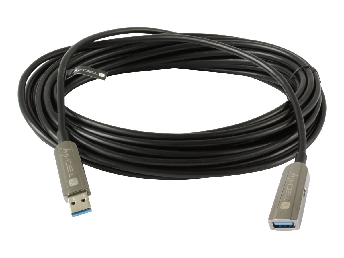 Techly ICOC U3AMF-HY-020 cavo USB USB 3.2 Gen 1 (3.1 Gen 1) 20 m USB A Nero