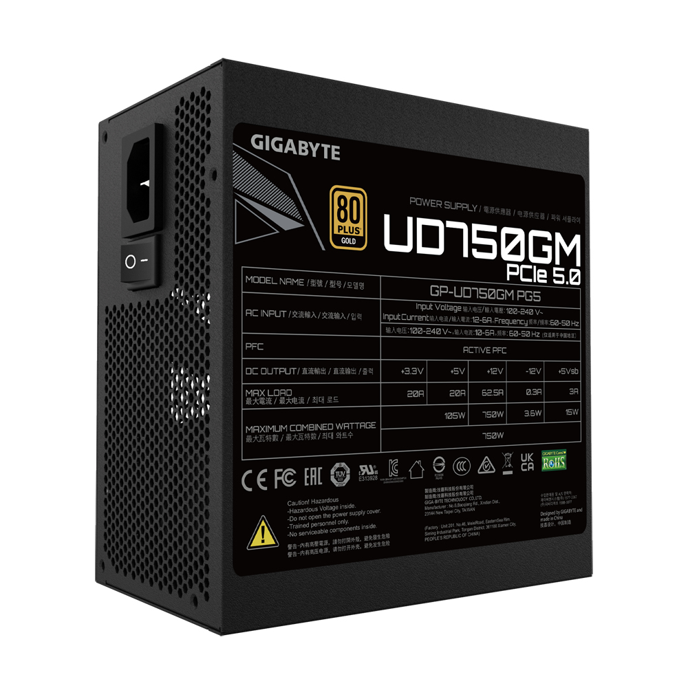 Gigabyte UD750GM PG5 unidad de fuente de alimentacin 750 W 20+4 pin ATX ATX Negro