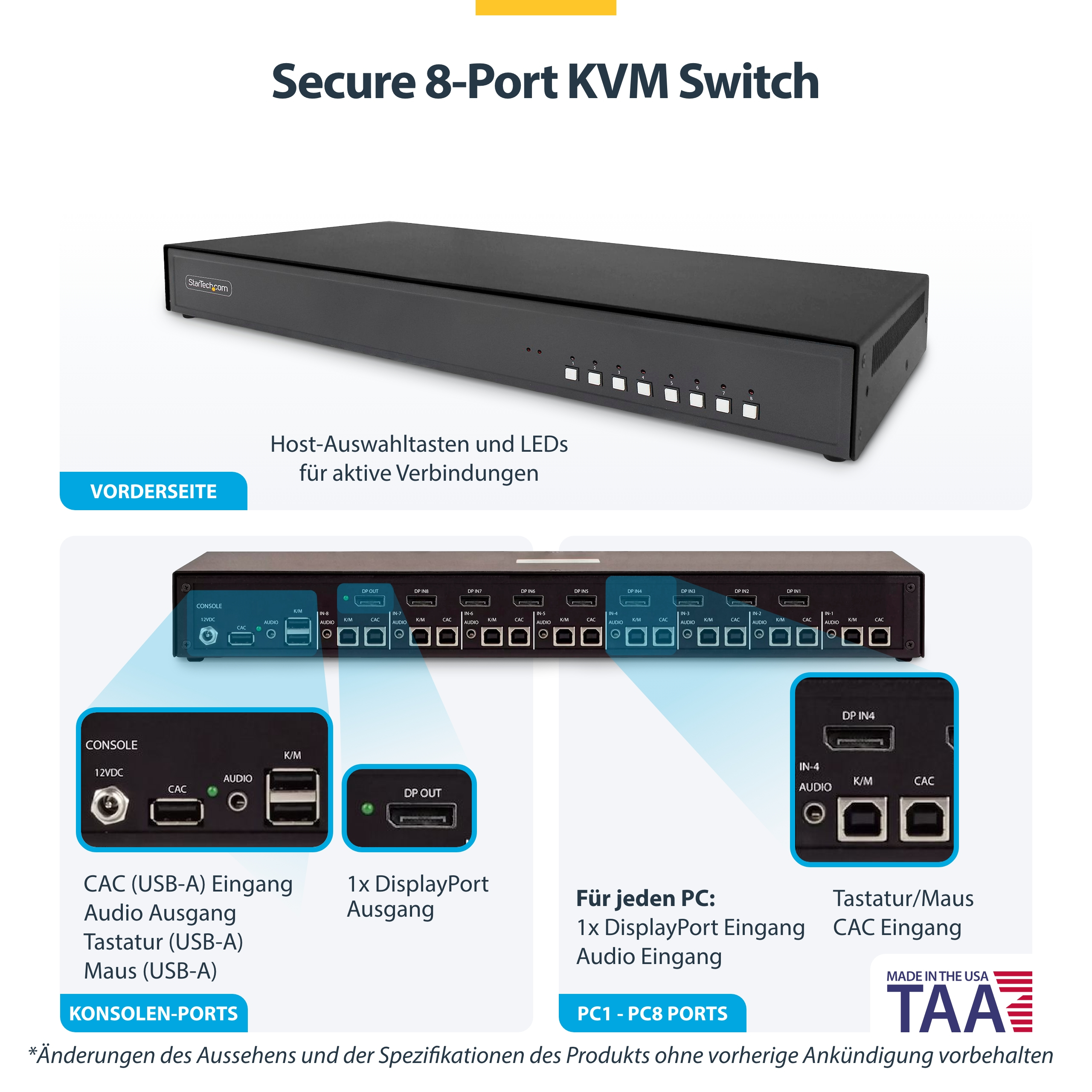 StarTech.com KVM-Switch - sicher - 8 x KVM