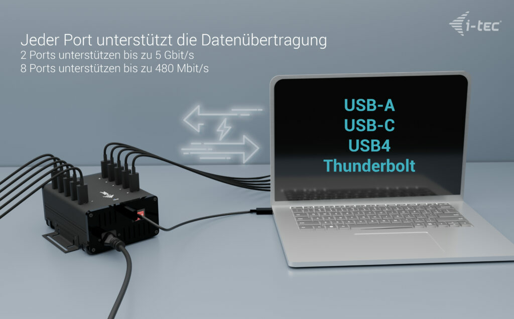 i-tec Hub - 15 W pro Port, Laden + Daten, Metal