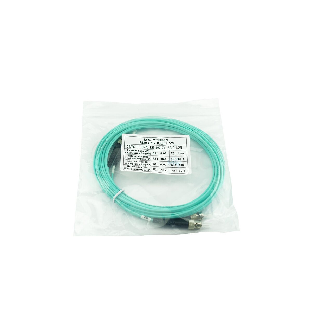 BlueOptics SFP3333EU50MK cable de fibra optica 50 m ST OM3 Color aguamarina, Turquesa