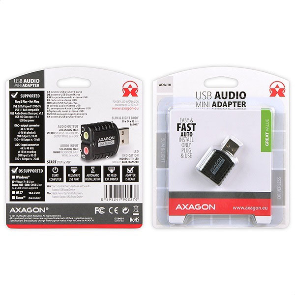 AXAGON ADA-10 - 16 Bit - 93 dB - USB