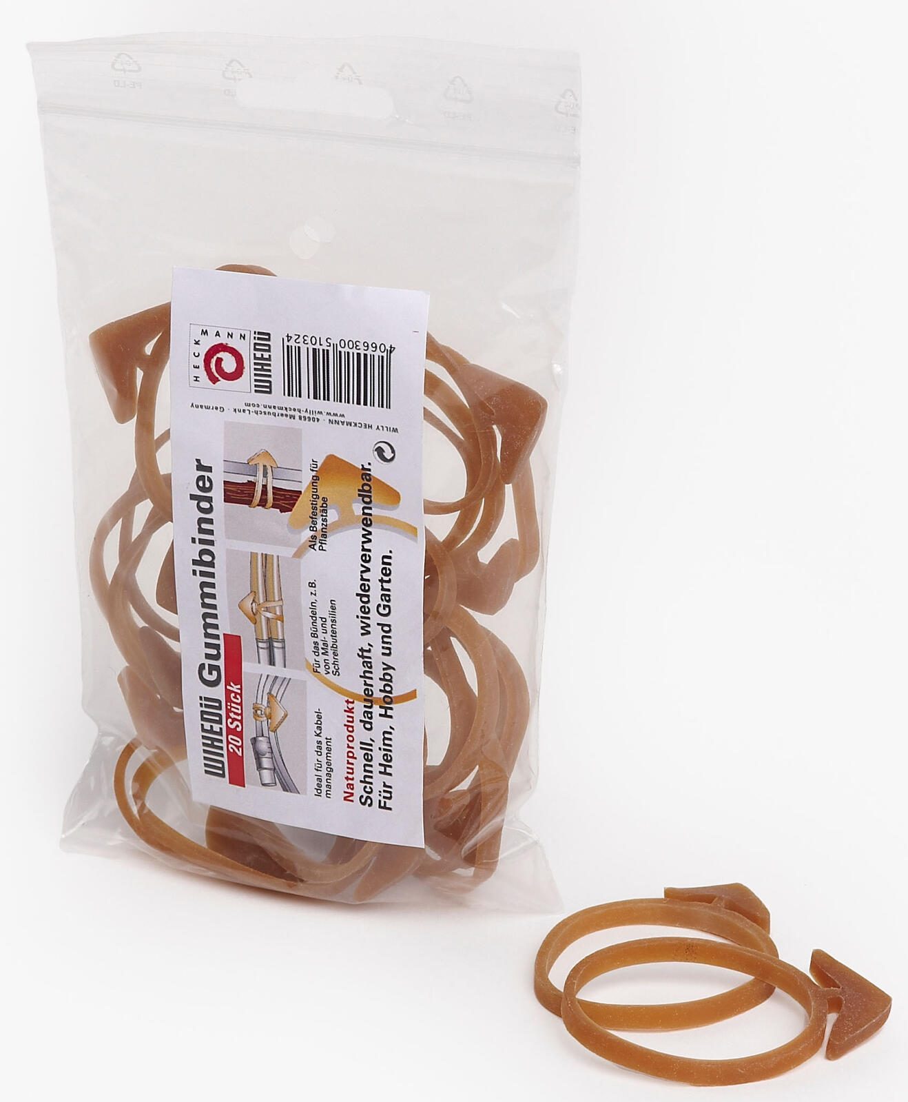 HECKMANN WIHED� Gummib�nder transparent 15,0 cm, � 18,0 cm, 20 St.