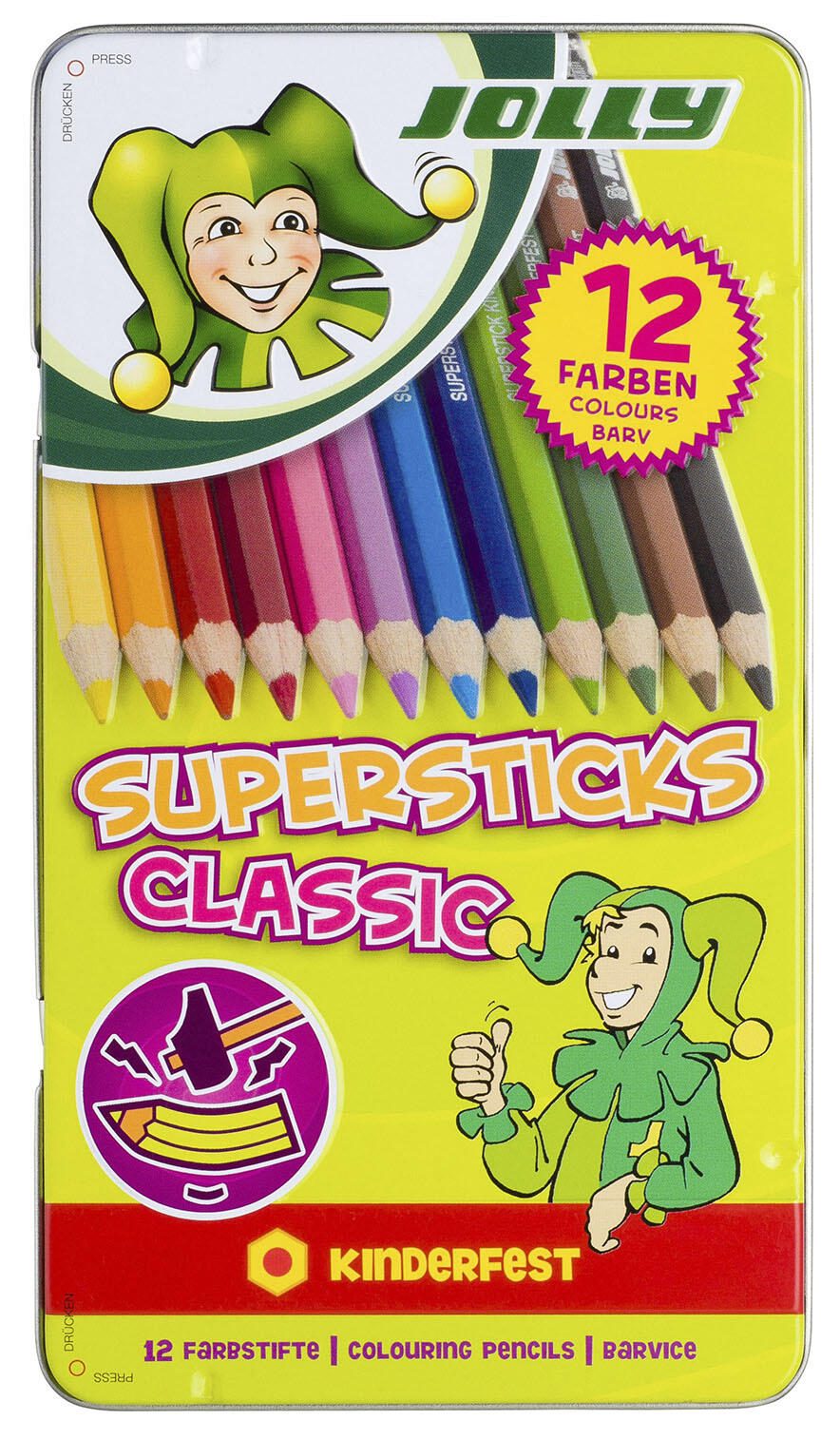 Sax 12 JOLLY SUPERSTICKS CLASSIC KINDERFEST Buntstifte farbsortiert