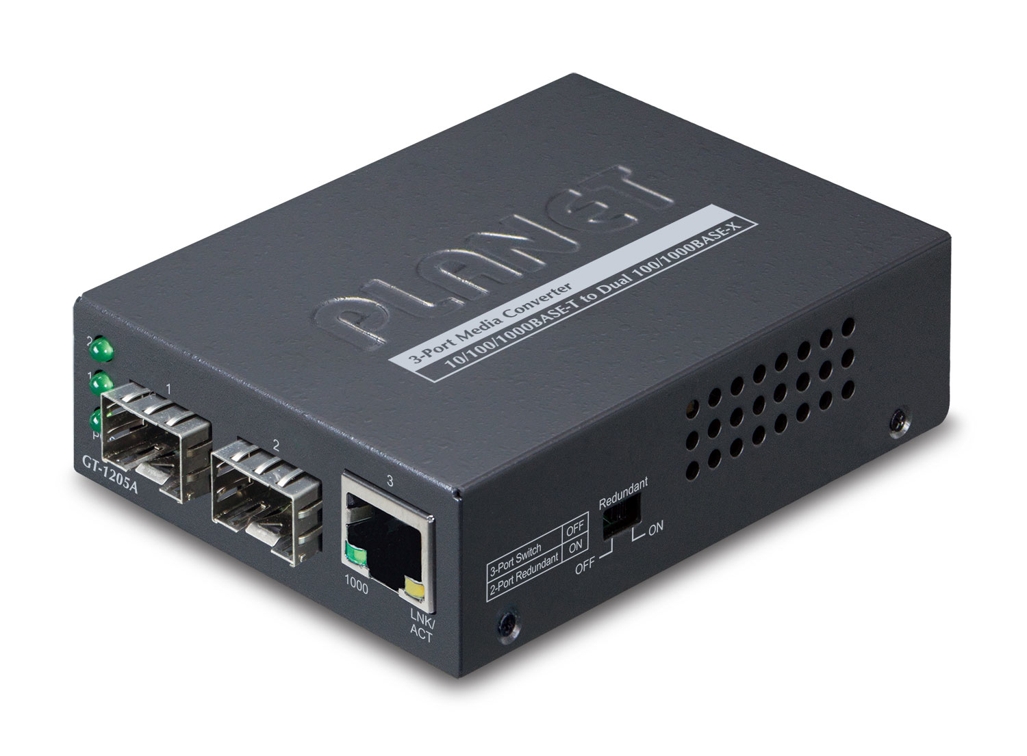 PLANET GT-1205A convertitore multimediale di rete 1000 Mbit/s Nero