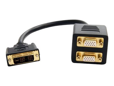 StarTech.com 1 ft / 30cm DVI to Dual VGA Y Splitter Cable - DVI-I Analog to Dual VGA, 1x DVI-I (M)