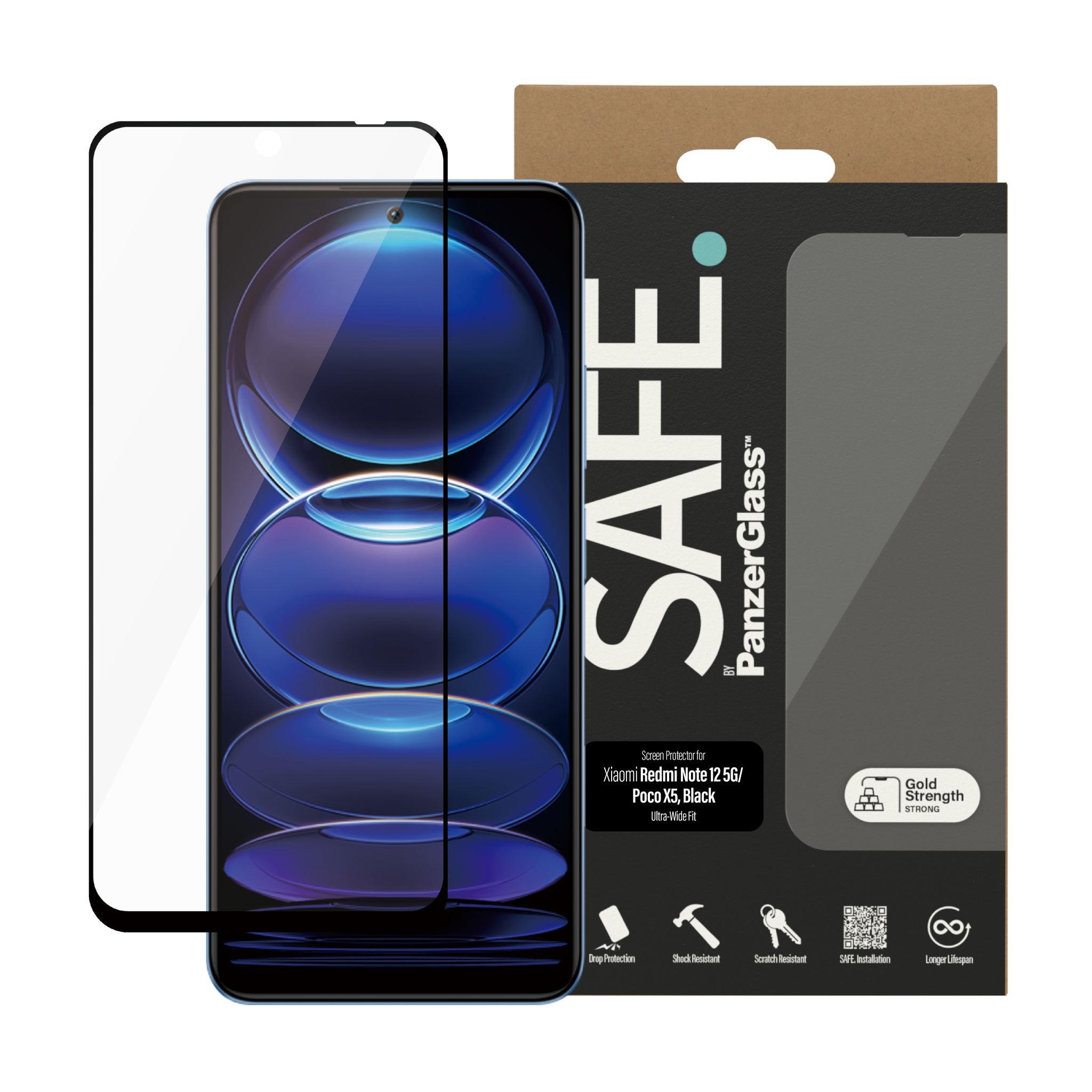 PanzerGlass SAFE. by Screen Protector Xiaomi Redmi Note 12 5G | 12 4G | Poco X5 | Ultra-Wide Fit