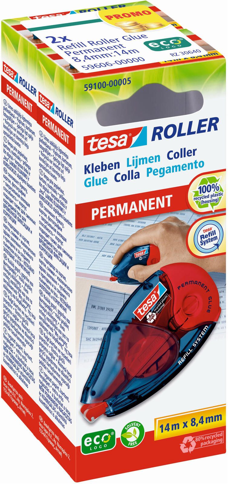 Tesa Roller Kleben permanent ecoLogo Nachfllkassette 2St.