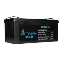 Extralink Akkumulator LiFePO4 200AH 12.8V - BMS - 200000 mAh - 2560 Wh - Lithium-Eisen-Phosphat (LiFePO4) - 12,8 V - Schwarz - 1 Stck(e)