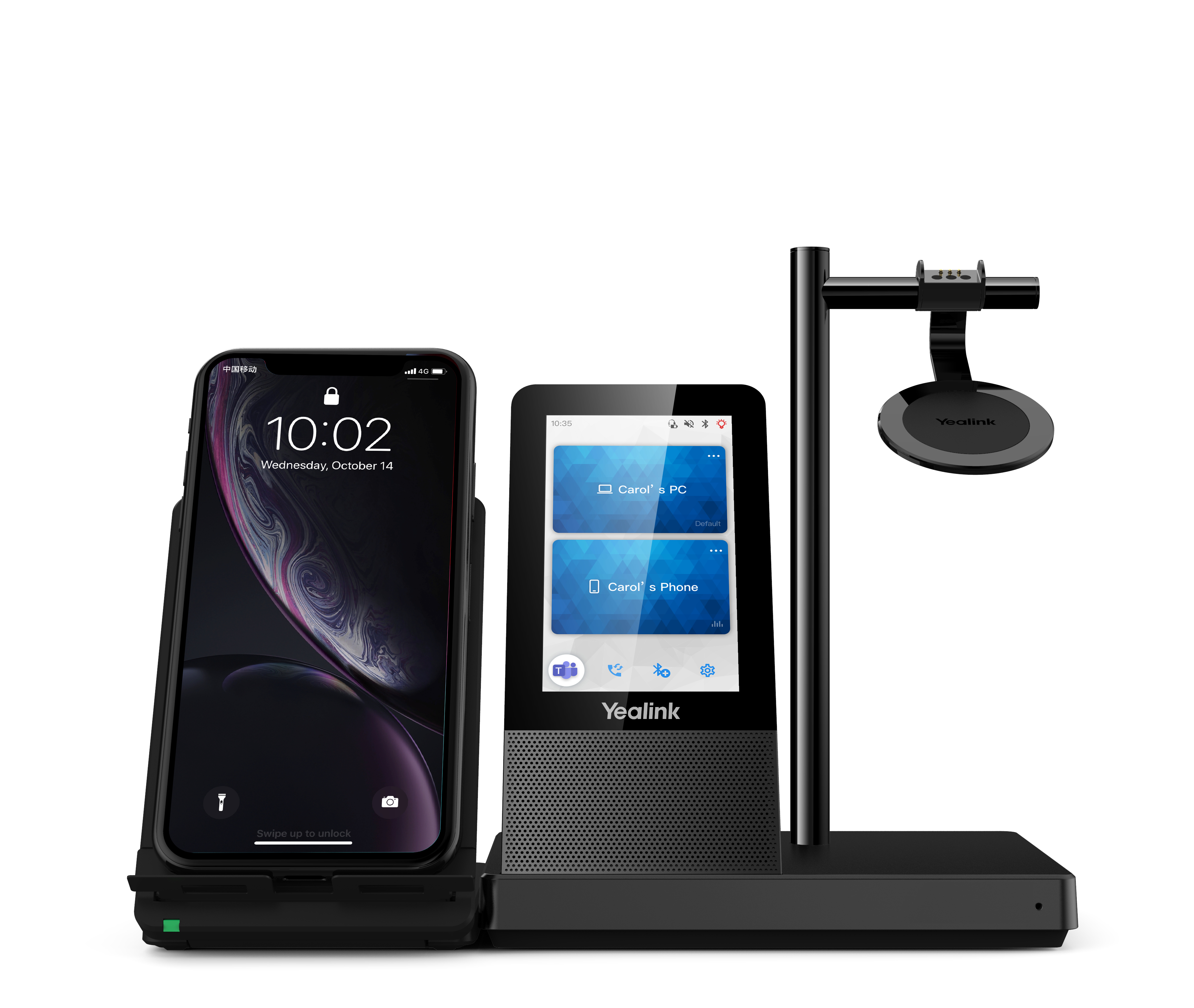 Yealink WH66 Dual UC Auriculares Inalmbrico Diadema Oficina/Centro de llamadas USB tipo A Bluetooth Base de carga Negro