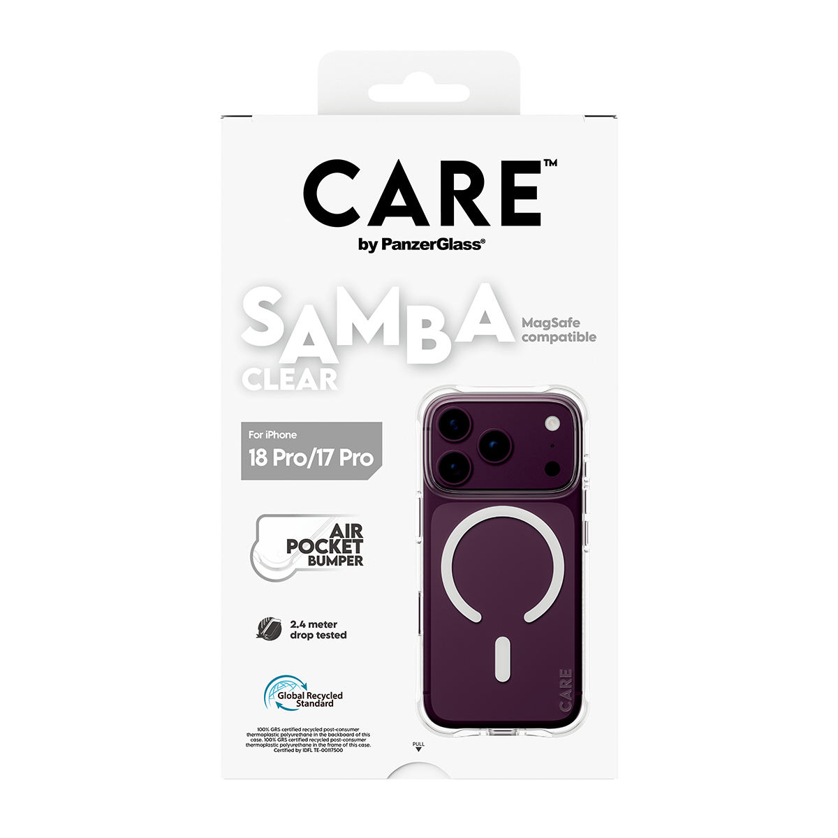 PanzerGlass CARE by � Samba Case Transparent w. White MagSafe iPhone 2026 Pro | 17 Pro coque de protection pour t�l�phones portables Housse